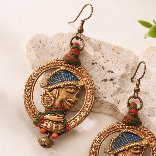 Image of Handcrafted Tribal & Dhokra Art Earrings Collection for Women - Royal Boho Statement Designs in Brass, Wooden, Beaded & Geometric Styles