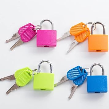 Prostuff.in 4 Pcs Small Size Padlocks for Securing Luggage While Travelling Along with 4 Keys for Each Lock - Chrome finish (Color May Vary)