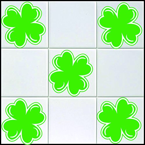 10 hojas de la suerte en S, aprox. 10 cm, de lámina de alto rendimiento, para azulejos, coches, paredes y todas las superficies lisas, pegatinas BD para baño, pegatinas para azulejos, muchos