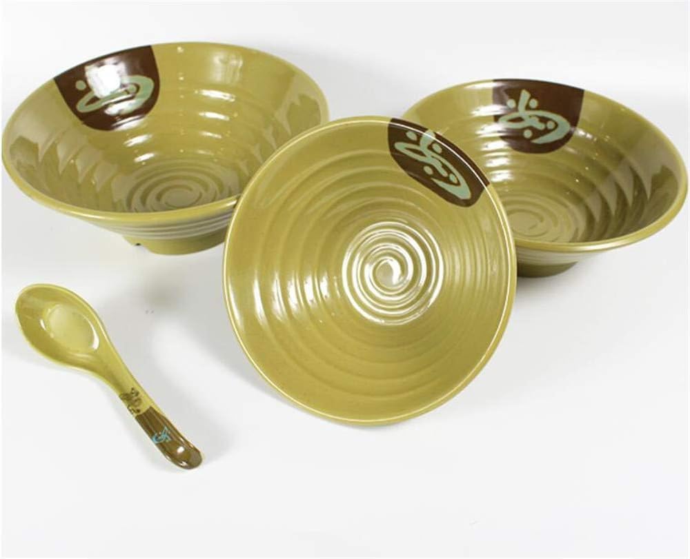 Genérico Tazón Grande de plástico para Servir, tazón para Mezclar Sopa Ramen, tazón de melamina, tazón de Porcelana Japonesa de imitación para Servir bocadillos, Cereales y Fideos.
