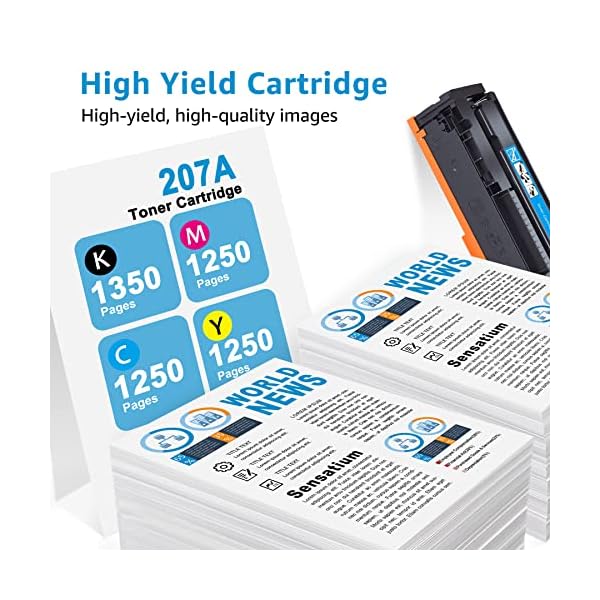 AUMOK (MIT CHIP) 207A Tonerkartusche Kompatibel für HP 207A 207X Color Laserjet Pro MFP M283fdw MFP M282nw MFP M283fdn M255dw M255nw Toner 207A W2210A W2211A W2212A W2213A 207X W2210X 4er-Pack – Bild 7