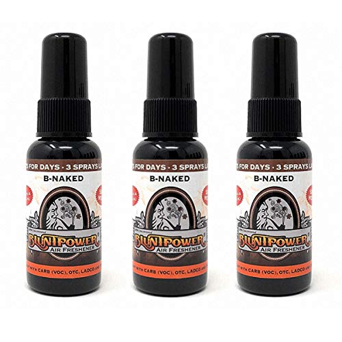 BluntPower (B-Naked, 3 Pack) Concentrated Air Freshener - Premium Oil Based Air Freshener Spray For Home and Car - Long-Lasting Bathroom Spray, Car