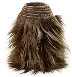 Shaggy Plush Faux Fur Fabric Precut Strips Fluffy Fuzzy Craft Furr for Gnomes Beard Hair Cosplay Costume Dwarf Decoration (Dark Brown, 4x60 inch)