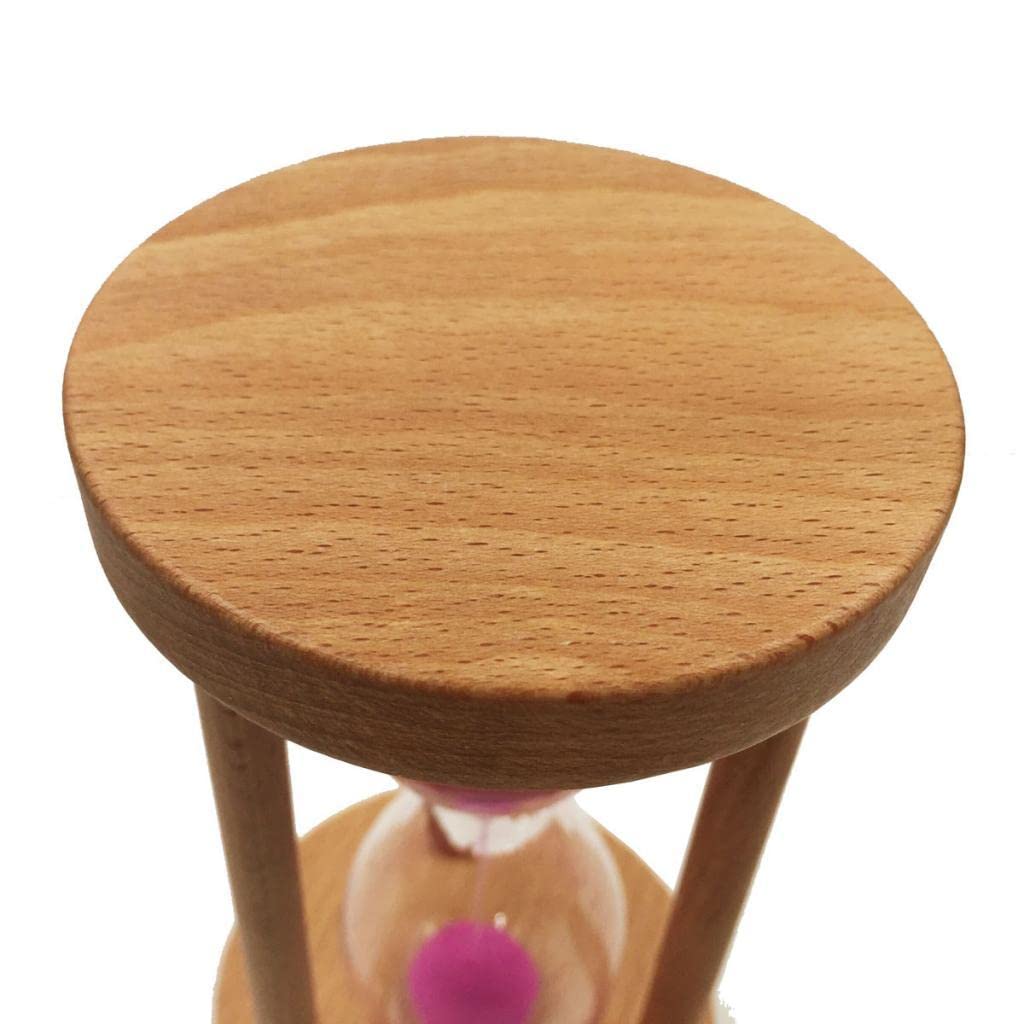 Sanduhr mit Holzrahmen Und Farbigem Sand, Kinderuhr, Küchenaccessoire, Aus Holz Und Glas, Geeignet für Spiele Und Als Bürodekoration, Pink, 6min