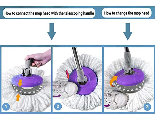 4 Premium Replacement Mop Heads Refills for Universal 360° Spin Magic Mop, Hurricane Compatible Standard Replacement Round Spin Mop Heads Microfiber (White)