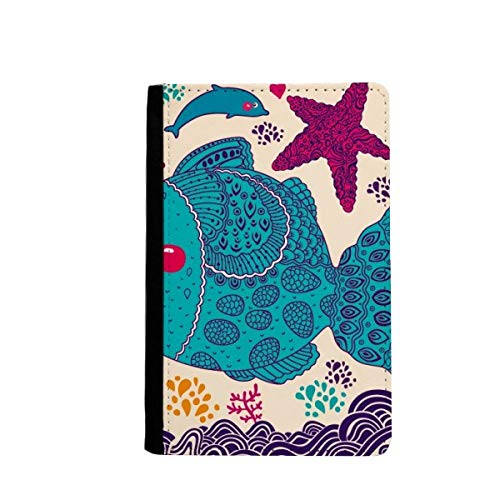 Étui portefeuille de voyage pour passeport poissons 9.4x14.7cm
