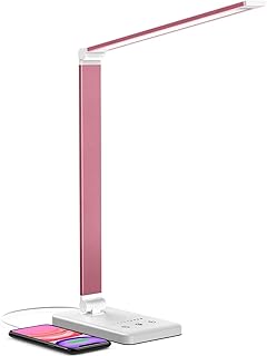 Chesbung Lámpara Escritorio LED, Flexo de Escritorio Regulable con Puerto USB, 5 Modos,10 Niveles de Brillo,Temporizador de 30/60min, Función de Memoria, para Estudio Lectura