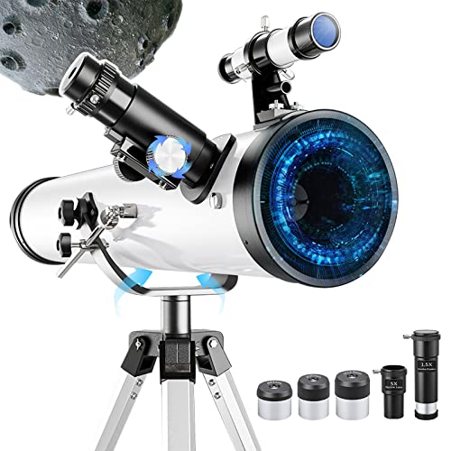 Telescopio refractor para adultos con apertura de 114 mm, incluye trípode, multiplicador 5X, espejo lunar, explora con claridad