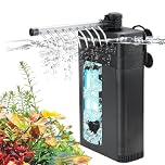 Internal Fish Tank Filter with 5W UV Light, Multi Filter Materials, Adjustable Water Flow Submersible 700L/H Aquarium Filter Pump for 120l ~ 180l Freshwater or 70l ~ 100l Saltwater, TU-700(700L/H)