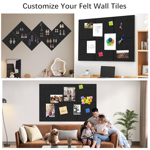 Image of Large Cork Board 6 Pack Black Notice Board 36 x 24 Inch Felt Wall Tiles Cork Boards for Walls with Push Pins, Cork Boards for Office with Safe Removable Bulletin Board, Bulletin Board
