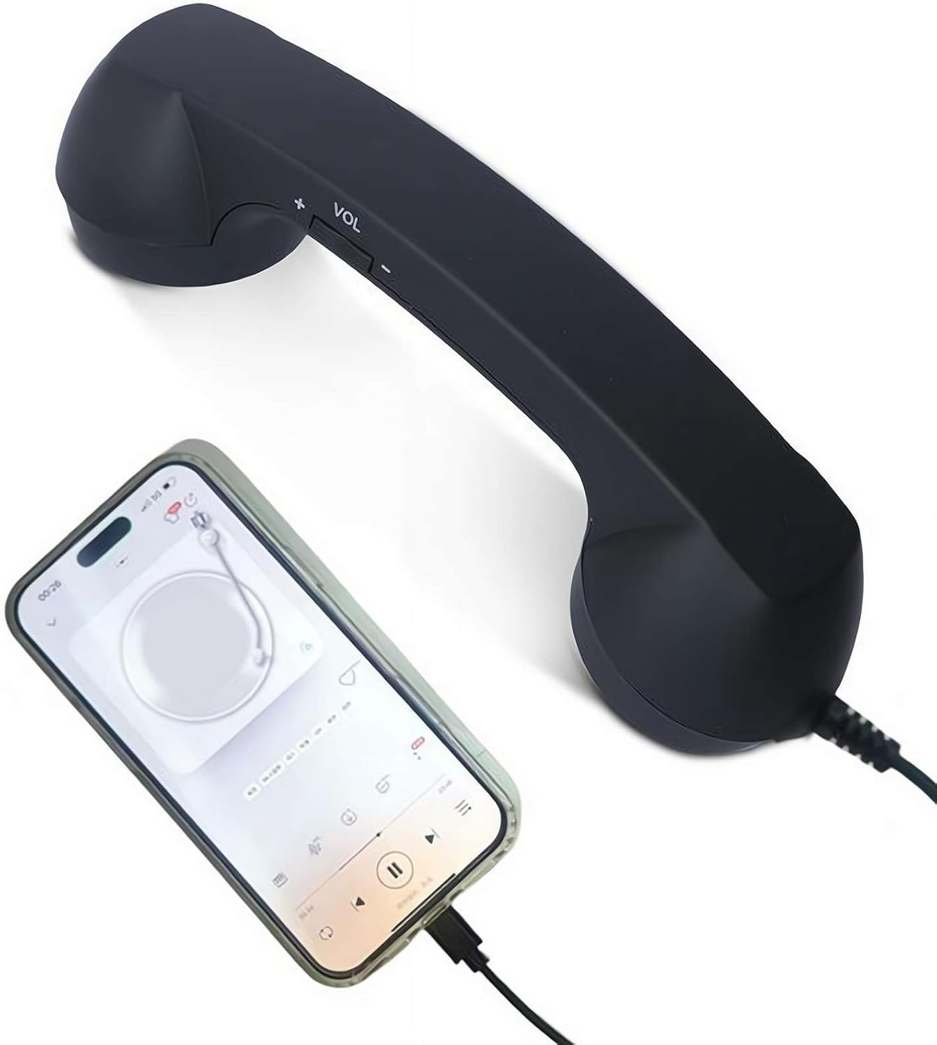 Retro Phone Handset, Upgrade Type-C Vintage Retro Telephone Wired Handsets Style Landline Handle Receiver for Cell Mobile Video Conferences, Calls,