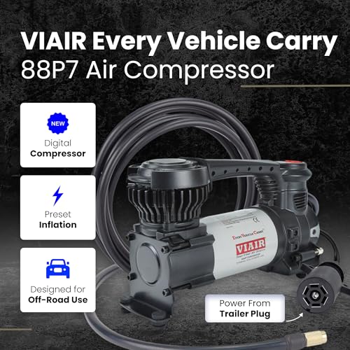 VIAIR Digital EVC88P7 - Portable Air Compressor Tire Inflator for Car, Truck, SUV & RV | Preset Automatic Shut Off Feature | 7-Way Trailer Connector Plug