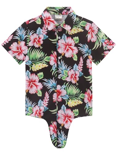 Noomelfish Girls Tie Front Hawaiian Shirt Summer Floral Tropic Short Sleeve Button Down Tops (5-12 Years)2