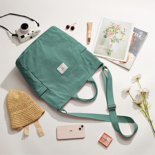Image of KALIDI Corduroy Tote Bag, Large Slouchy Hobo Messenger Crossbody Bag