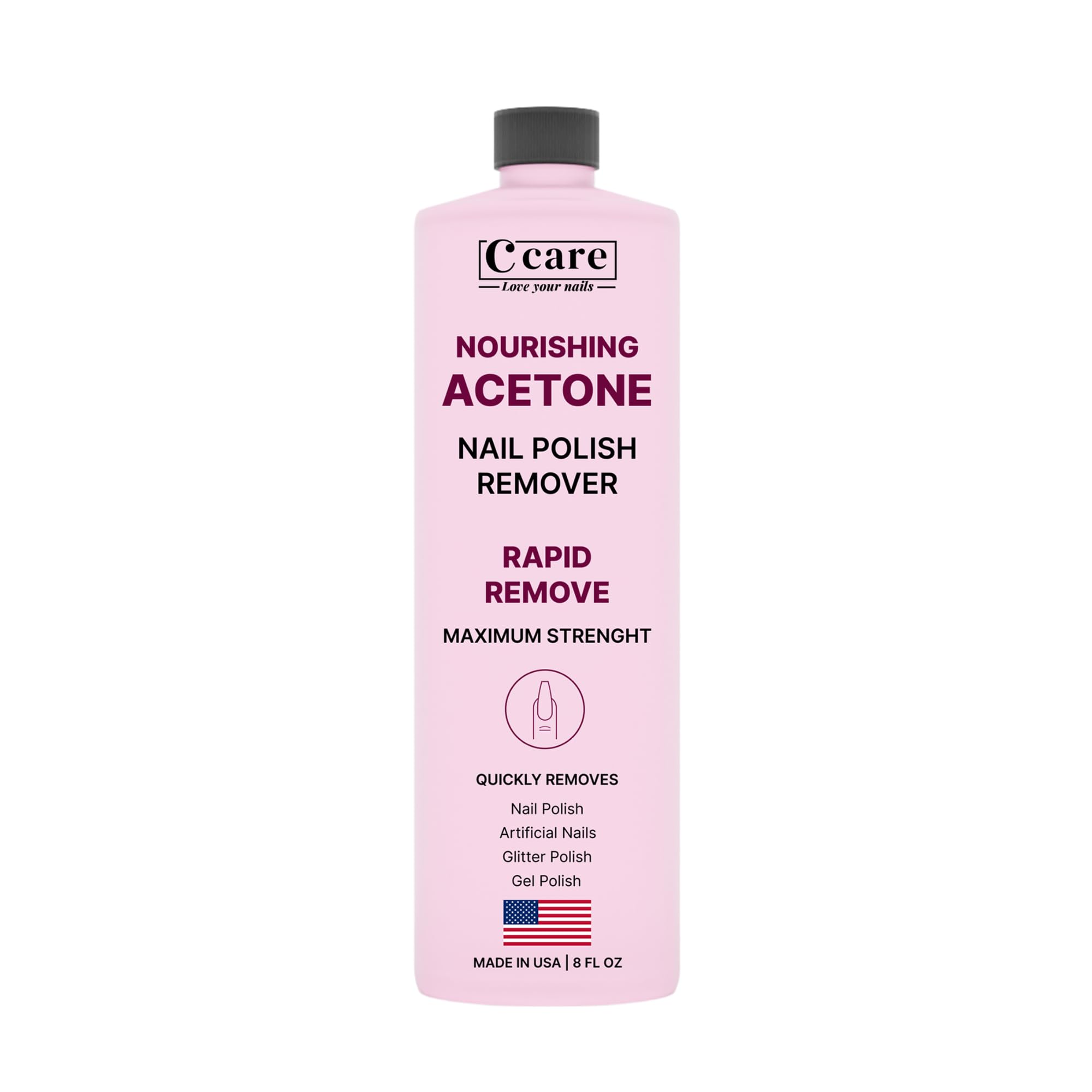 Nourishing Acetone Nail Polish Remover | Professional Quality | Rapidly Removes Natural, Natural, Gel, Acrylic, and Glitter Nails | 8 Fl oz