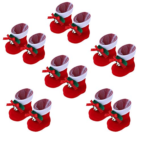 CHBOP Paquete de 12 Botas de Caramelo de Navidad Decoraciones de Navidad Regalos para niños Adornos para árboles de Navidad Calcetín de Navidad para niños Cover