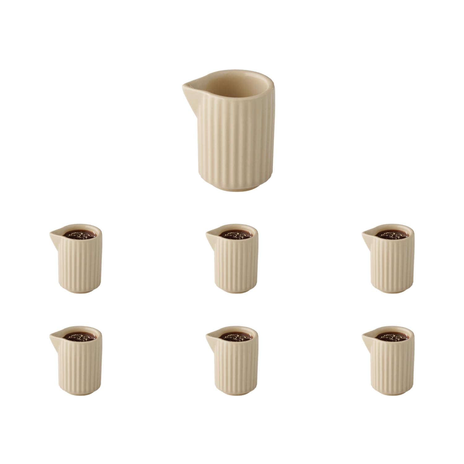 APS The Grid 19021 Pourer Porcelain Diameter 4.5 cm 40 ml Sand Colour Stackable Set of 6