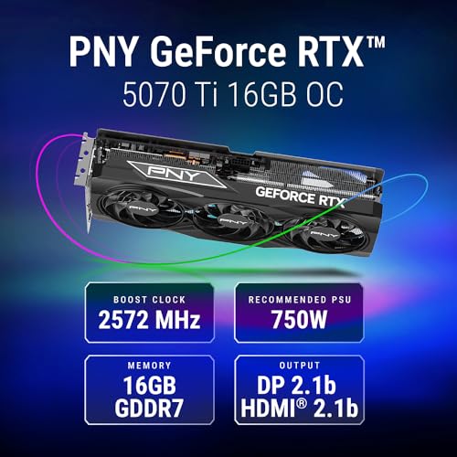 Image of PNY GeForce RTX 5070Ti 16GB OC Triple Fan Gaming Graphics Card DLSS 4 - VCG5070T16TFXPB1-O