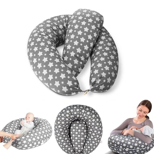 Image of Hidetex Multi-Functional Pregnancy Pillow - Ideal for Breastfeeding, Nursing, and Maternity Support with Removable Cover (Star)