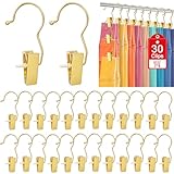 Eunhdet 30 Pack Gold Boot Hangers for Closet, Hanger Clips Portable Travel Hangers Space Saving, Boot Clip Hooks for Hanging Clothes Pins Leggings Hangers Laundry Pants Hooks Towels Hat Bra Socks Jean