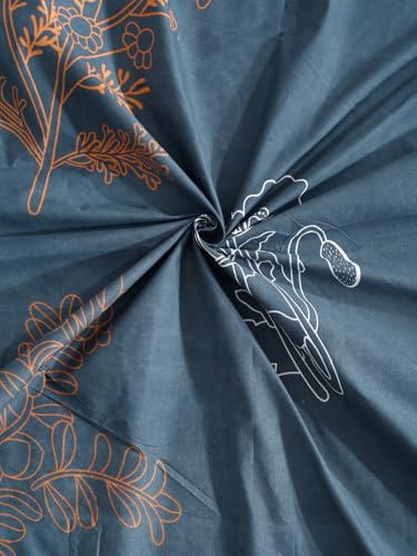 Image of Home Sizzler 210TC Midnight Bloom Elastic Fitted Double Bedsheet (72X78 Inch) with 2 King Size Pillow Covers, Blue