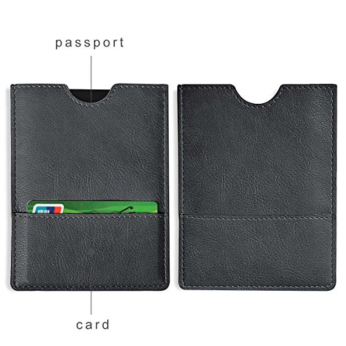XEYOU Passport Holder Cover - Ultra Slim Premium Vegan Leather Travel Wallet Case Cover (Black)2