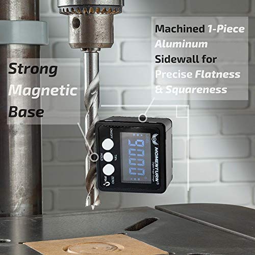 Momenturn Level Box Miter Gauge -Digital Readout Angle Finder Tool -Mini Table Saw Stand Accessories -Magnetic Protractor Cube -Woodworking, Bevel, Carpenters Square, Machinist, Fence Inclinometer - Thumbnail 7