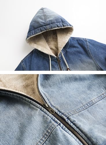 HOOD CREW Men’s Winter Jacket Thick Faux Fleece Lined Coat Fashion Denim Jackets with Hood4