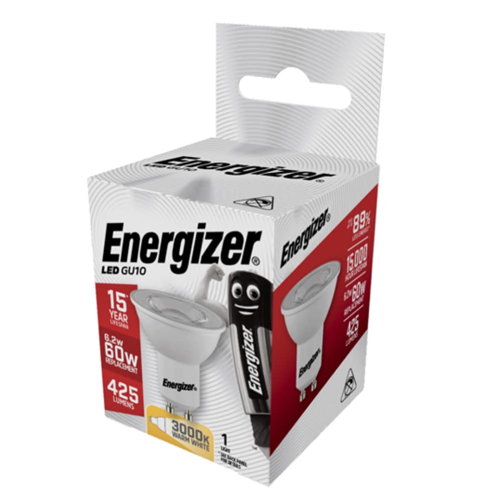 Energizer Warm White/White Led Energy Saving Lightbulb, Gu10, 5.8 W,