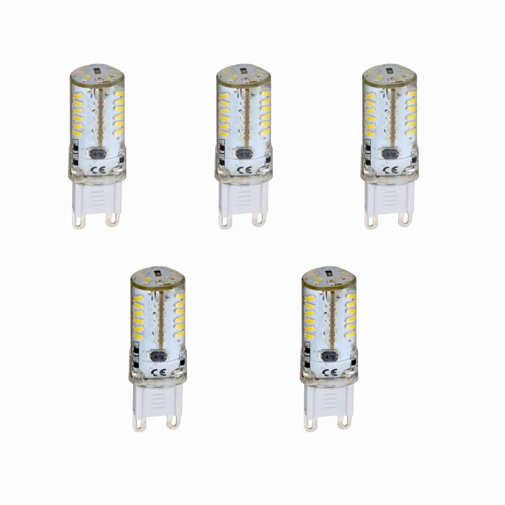 G9 LED Light Bulb 4 W, AC/DC 12 V, Warm White 3000 K SMD, Replacement for 30 W Halogen Lamps, Not Dimmable, No Flickering, Pack of 5