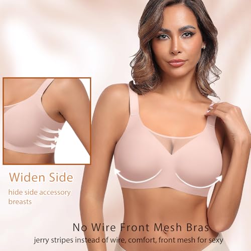 Image of Ganado Seamless Wireless Bras for Women No Underwire Bras Supportive Bralette Padded Comfort T Shirt Bra