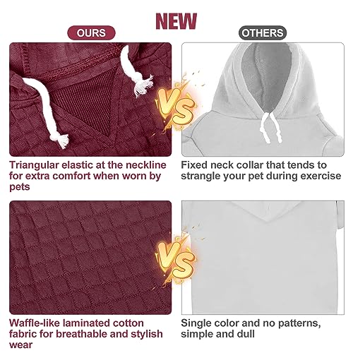 BEAUTYZOO Kapuzenpulli für Hunde in Waffelmuster - Warme Herbst- und Winterkleidung für kleine bis große Hunde (Größen S, M, L) - Sweater mit Kapuze und Tasche für Bulldogge, Pitbull und andere Rassen