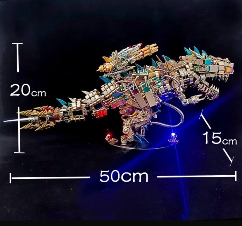 Metalowe puzzle 3D dla dorosłych, zestaw modeli do składania mechanicznego smoka, ze światłem LED, łamigłówka do samodzielnego wykonania, dla dorosłych, idealny prezent urodzinowy.