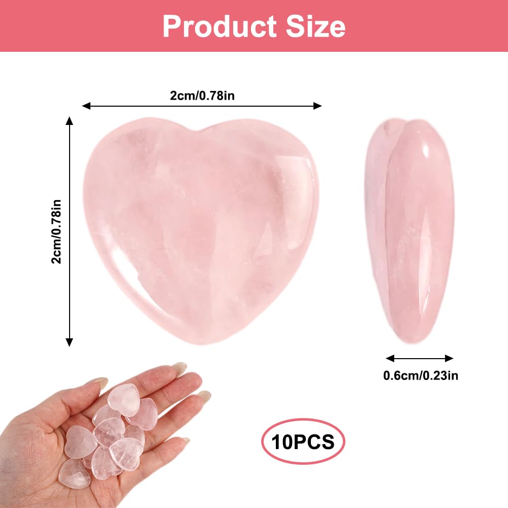 10 Piezas 2cm Cuarzo Rosa, Piedra Cuarzo Rosa, Cuarzorosa Piedra Natural, Piedras de Cuarzos de Cristal, Naturales Cuarzorosa Cristales Curativos, Piedra Curativa Semipreciosa, para Amante, CumpleañO