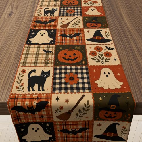 Halloween Party Decorations - Rustic Farmhouse Patchwork Table Runner