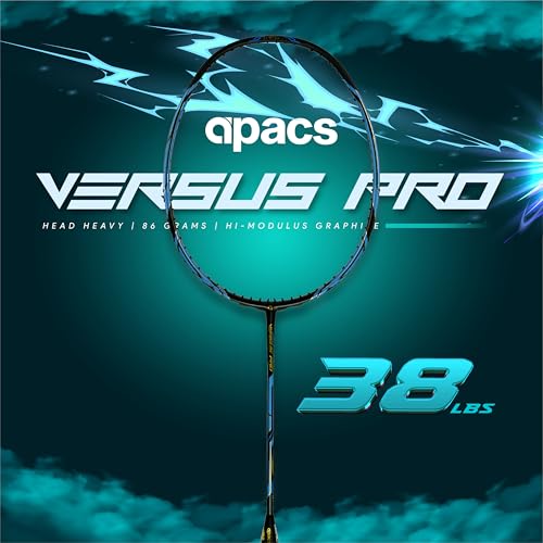Image of Apacs Versus Pro Professional Badminton Racket | 50T Japanese HM Carbon Graphite | Max Tension 38 LBS | 86+-3gms | Quad Voltic Frame+ Hexagonal Throat | Head Heavy (Unstrung)