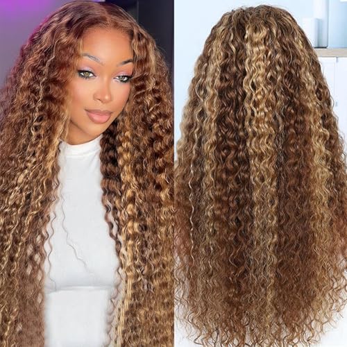 NOELLA Honey Blonde Highlight Ombre Lace Front Wigs Human Hair