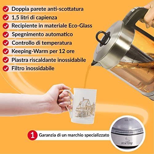 Hervidor eléctrico inalámbrico de cristal resistente a altas temperaturas, 1,7 l, tetera de apagado automático de 40 a… - Imagen 3