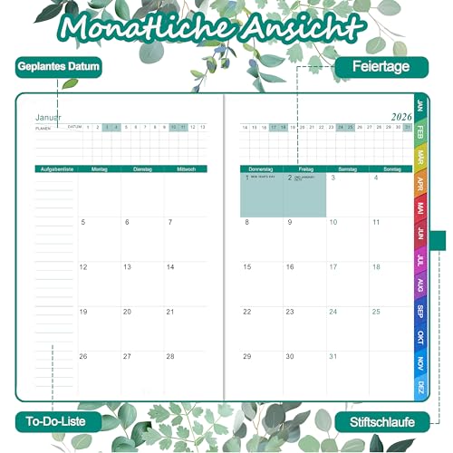 Kalender 2026 A5 – Wochenkalender, Terminkalender, Wochentimer & Wochenplaner (Jan – Dez 2026), mit Monatsübersicht, Notizseiten, Kontaktseiten und Stift, Hardcover Buchkalender – Goldrute