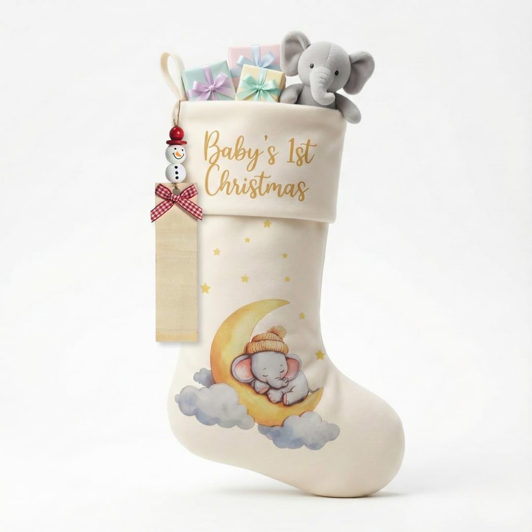Baby First Christmas Stocking, Baby 1st Christmas Stocking for Newborn Boy or Girl, Holiday Decor, Keepsake Gift for New Mom, Dad, Parents, Xmas Fireplace Decoration, Perfect Newborn Gift