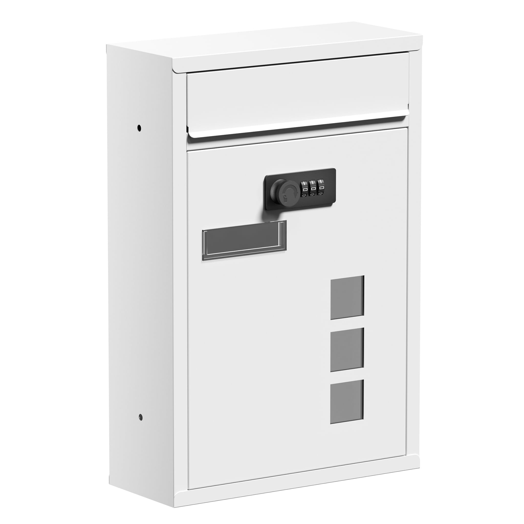 Wiltec White Wall Mailbox Code Lock Letterbox Postbox Pillar Letter Mail Post Box