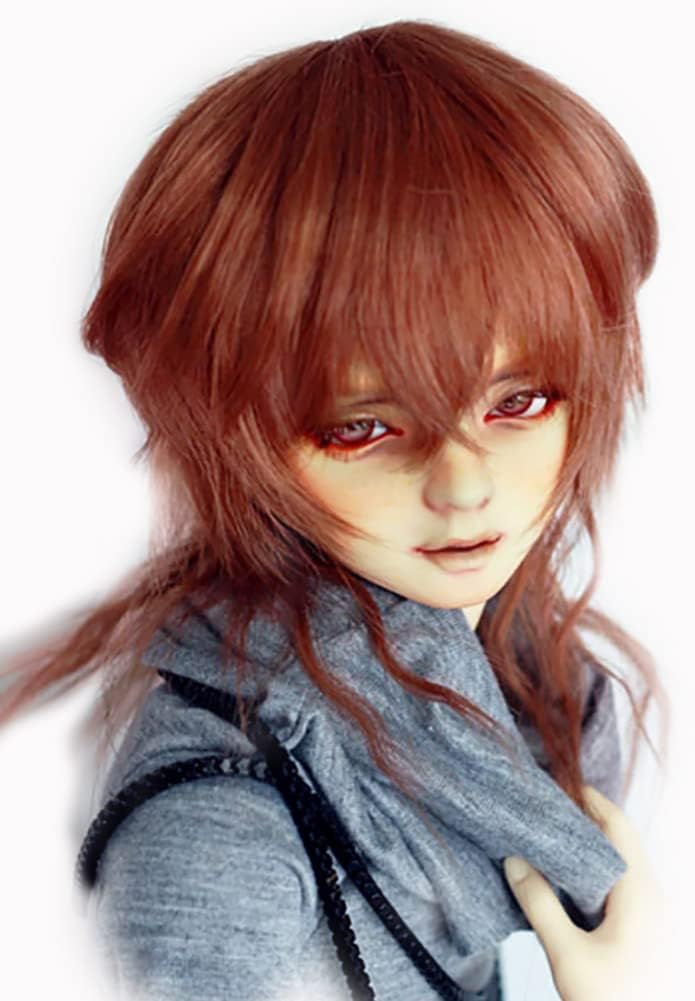 1/3 8-9-10 Inch Pullip Bjd Doll Hair Wig Mid Long Layered Slim Face Straight and Curly Red Brown