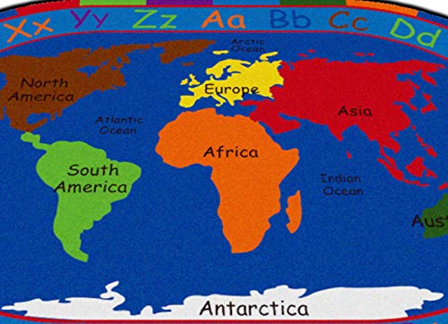 Alfombra Ovalada Mapa Mundo 4' x 6' KIDCARPET.COM