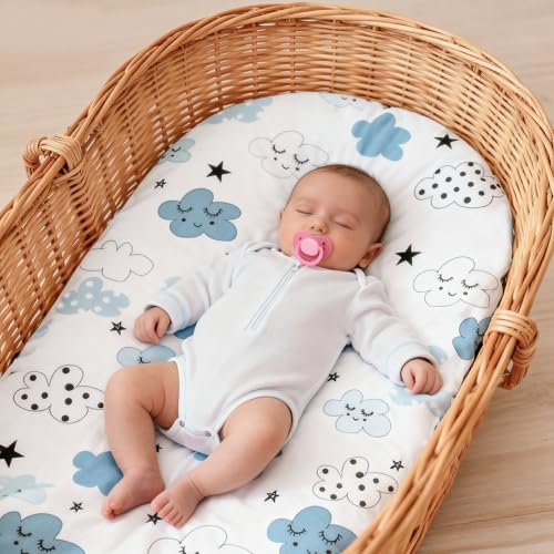 Image of Baby Bassinet Sheets for Baby Boy Girls,4-Pack Fitted Bassinet Sheets Set Compatible with Halo Bassinest Swivel Sleeper,Baby Delight,Angelbliss,32 inchX16 inch (Starry Universe)