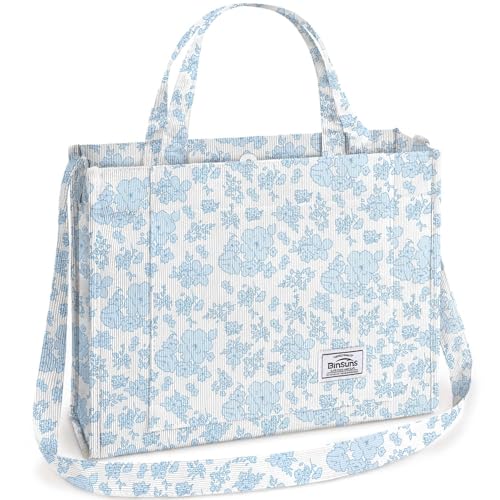 Image of Corduroy Tote Bag for Women Small Satchel Bag Mini Tote Bag Aesthetic Crossbody Handbag - School Work Travel Shopping