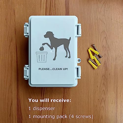Image of Dog Poop Bag Dispenser Wall Mounted Waterproof Outdoor Pet Waste Bags Dispenser Station Stake, Pole, Fence Mounted fits Home, Porch, Back Yard (white,only dispenser)