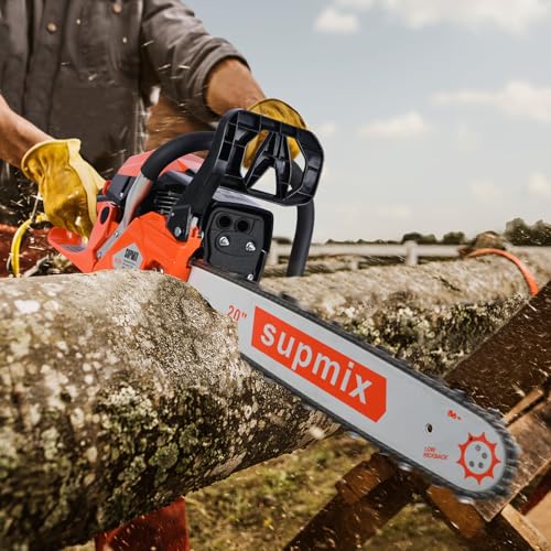 62cc Gas Chainsaw 20 Inch Gas Powered Chainsaws 2-Cycle Petrol Handheld Gasoline Chain Saw Power Saws for Cutting Wood Tree Trimming