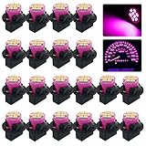 GLOFE T10 194 168 Pink Purple LED Dash Instrument Lights Bulbs with T10 Twist Lock Socket Super Bright T10 Instrument Panel Gauge Cluster Dashboard LED Light Bulbs 12V 8-SMD Chipset (20Pcs/Set)
