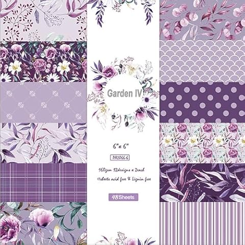 Purple Floral Scrapbook Paper Pad - 48 Sheets Cover