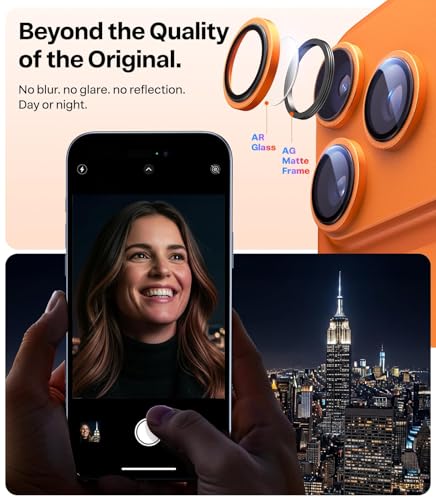 Image of TORRAS Aerospace-Grade Camera Lens Protector for iPhone 17 Pro & 17 Pro Max with 9H+ Glass - Premium Imported Invisible Metal Ring, Anti-Scratch & HD Clarity - Cosmic Orange